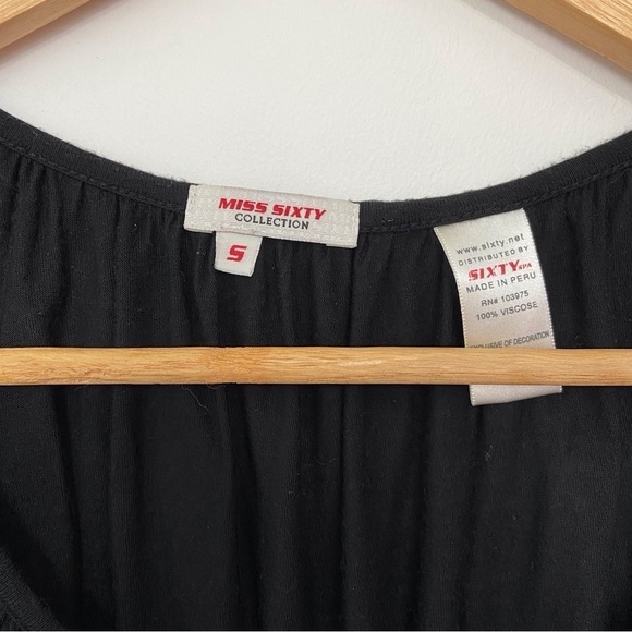 MISS sixty black jersey top sleeveless woven elastic waist small round neck - Picture 3 of 10